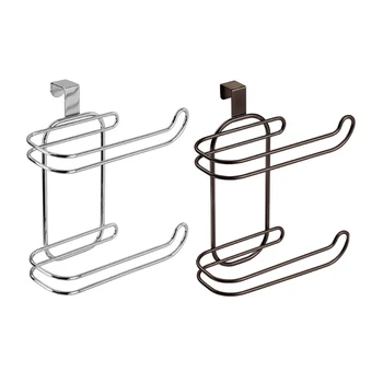 

Hold 2 Rolls Metal Compact Hanging Over The Tank Toilet Tissue Paper Roll Holder
