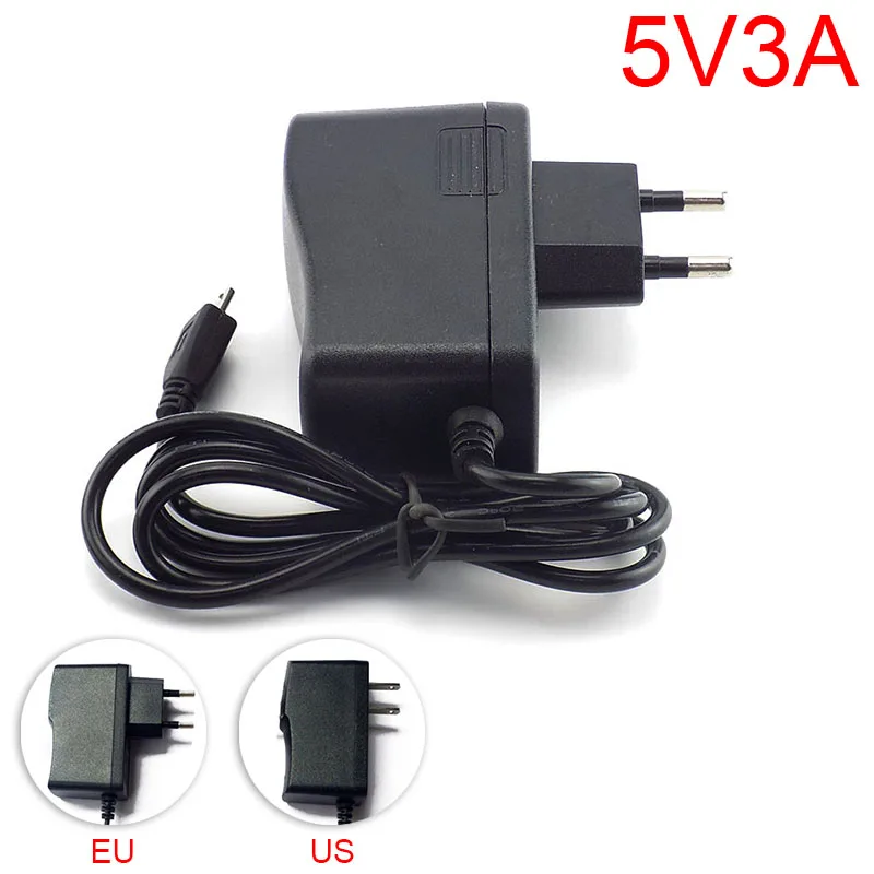 Adaptateur d'alimentation micro USB, chargeur AC vers DC, 5V, 3A, aved 100V-240V, EU, US rette Plug pour ontariTablet Switch