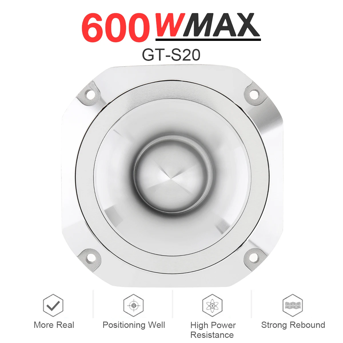 

4 Inch Car Speaker 600W 6OHM GT-S20 Aluminum Bullet Tweeter Speaker with Capacitor Auto Loudspeaker for Vehicle Auto Cars Stereo