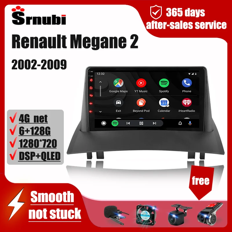 Автомагнитола Carplay для Renault Megane 2 2002-2009 Android 9 мультимедийный видеоплеер 2Din