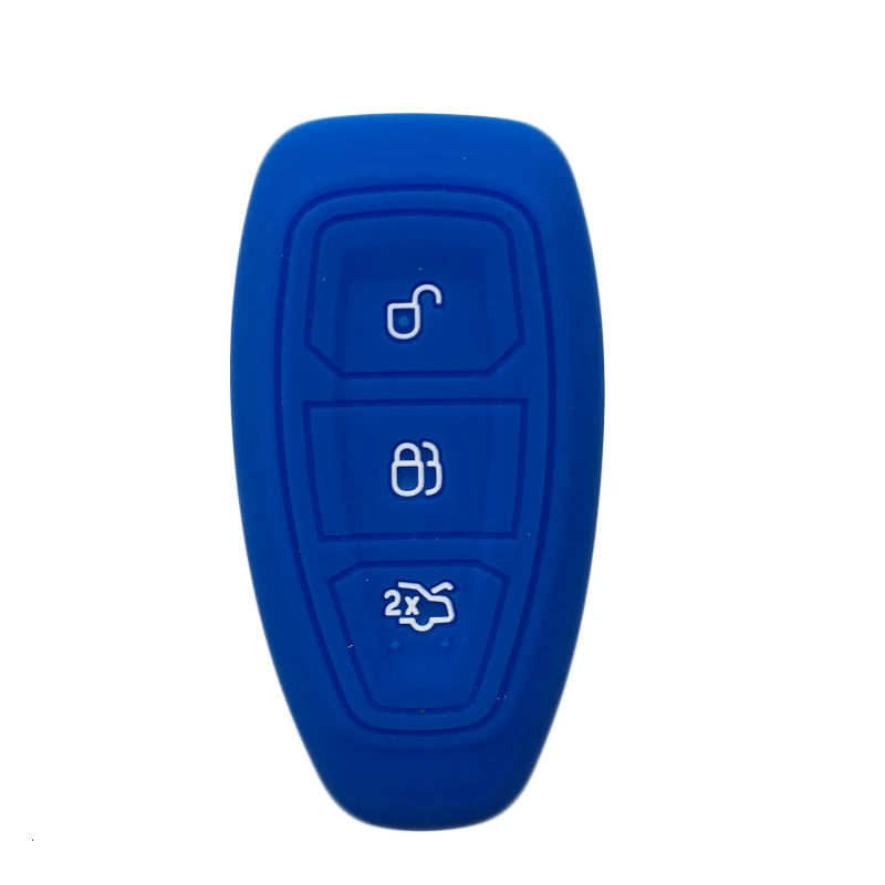 Чехол Llave для Ford Focus Mk3 C-max C Max S-max Cmax Kuga 2 Mondeo Mk4 силиконовый чехол для ключей Ford Key чехол Focus 3 Аксессуары - Название цвета: Синий