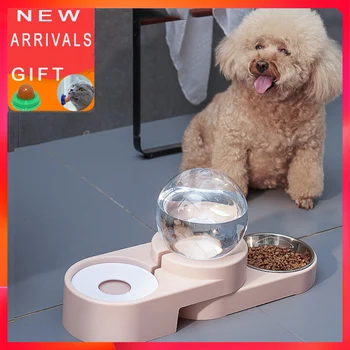 

New Bubble Pet Bowls Cat Food Automatic Feeder 1.8L Fountain for Water Drinking Single Large Bowl Dog Kitten Feeding Container