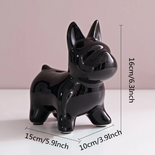 Black Dog VILEAD 16 см керамическая копилка для щенка в скандинавском стиле, украшение для рабочего стола, креативный подарок, украшения для дома, фигурки животных, аксессуары - Цвет: Black Dog