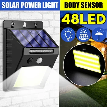 

4pcs 48LED COB LED Solar Light Human Infrared PIR Motion Sensor Wall Lamp Outdoor Security Night Light Waterproof IP65 960LM