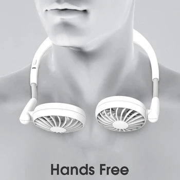 

USB Rechargeable 2000MAh Portable Hanging Neck Sports Fan Headphone Design Mini Cooler Wearable Neck Fans for Travel Office Outd