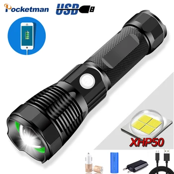 

Brightest 4 Core XHP50 LED Flashlight Tactical Flashlight ZoomTorch USB Rechargeable Flashlight Waterproof Torch Hand Light