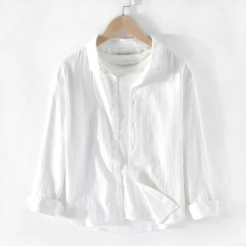 

Однотонные рубашки из 100% хлопка, мужские повседневные рубашки с длинным рукавом и отложным воротником, деловые классические рубашки из чистого хлопка, мужские рубашки