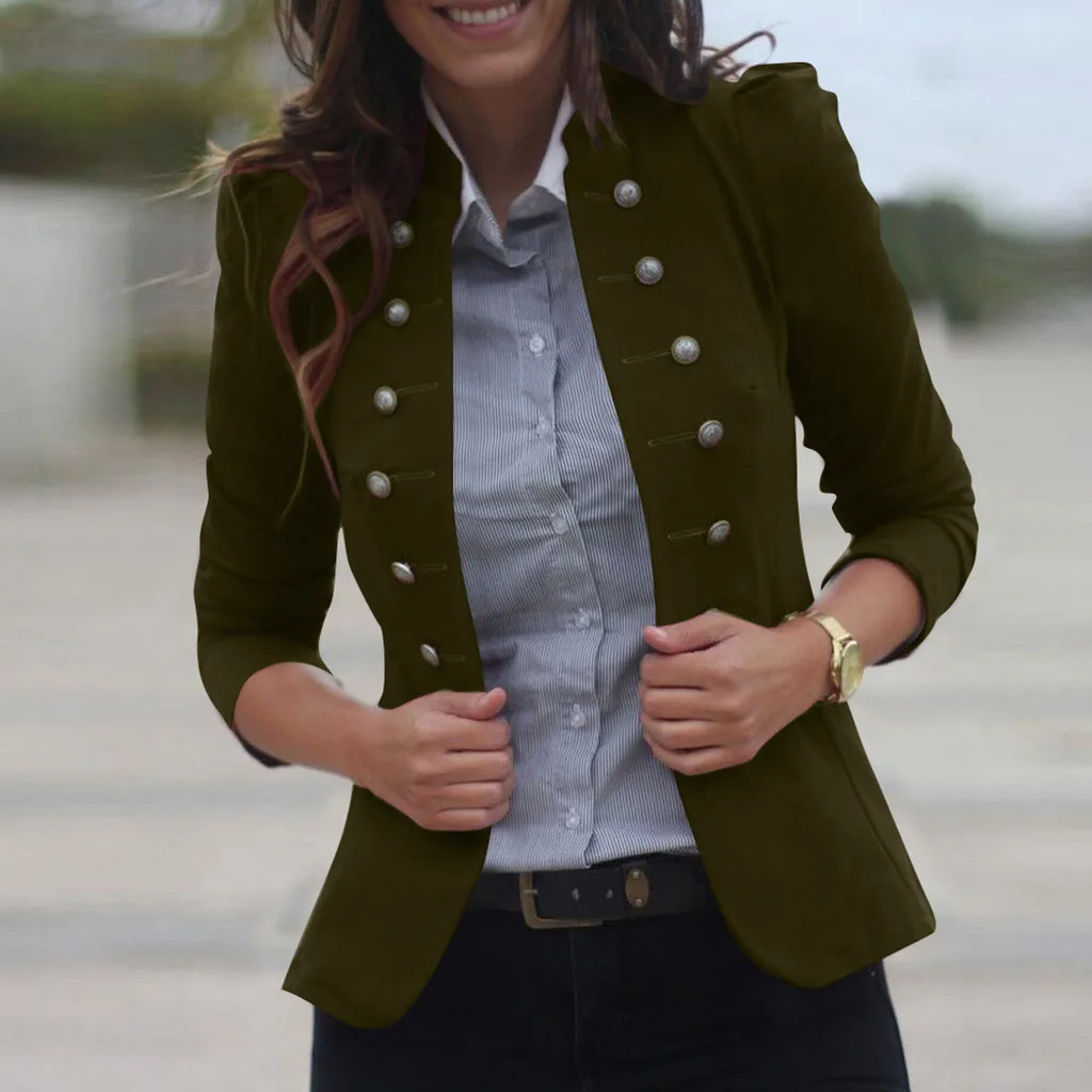 

Women Jacket Coat Uniform Outfit Winter Warm Vintage Tailcoat Jacket Overcoat Outwear Uniform Buttons Coat