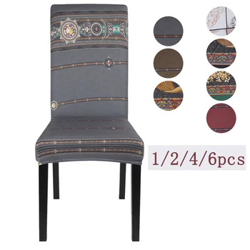 

1/2/4/6pcs Chair Covers Ethnic Style Spandex Stretch Elastic Chair Cover For Wedding Dining Room Office Banquet House Deco