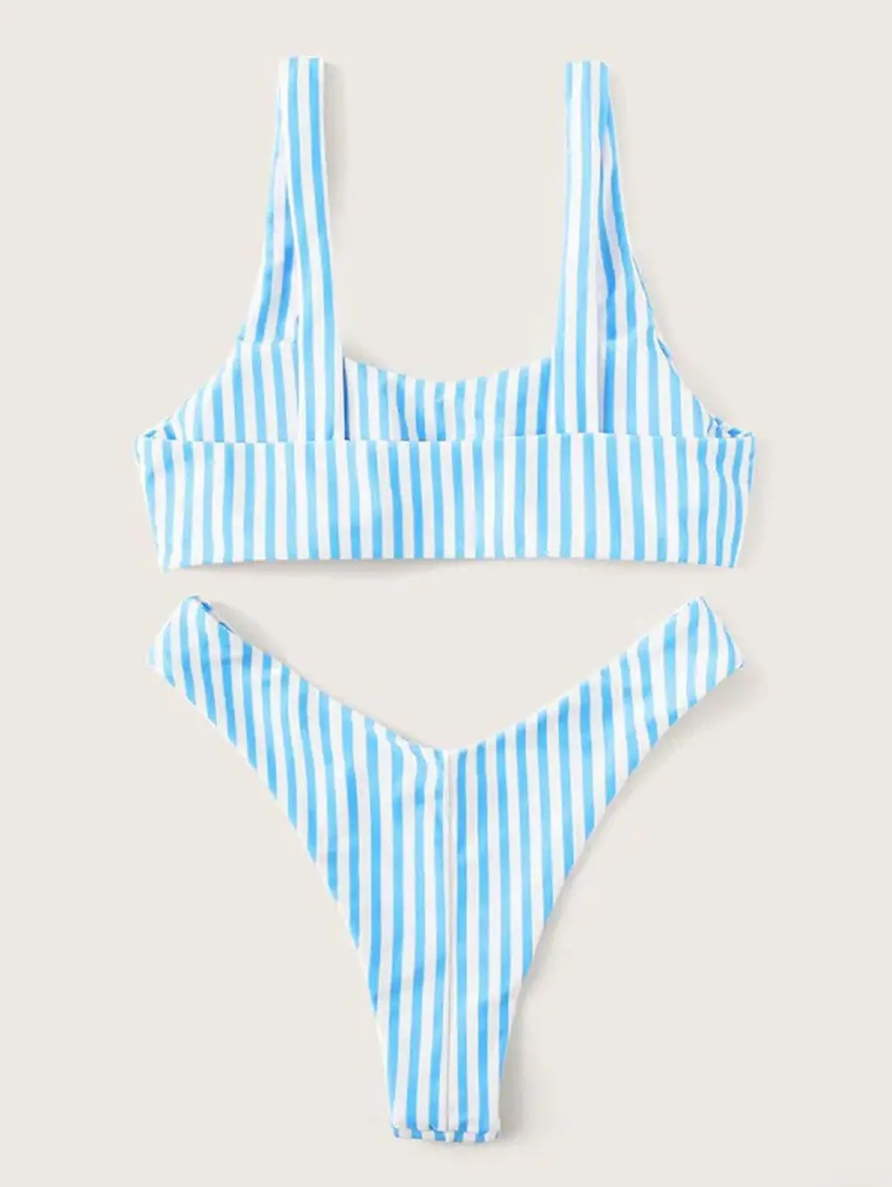 

BONJEAN Bikini Women Fresh Casual Beach Three-Point Split Swimsuit Suit Straps High Waist Swimsuit Female Swimwear
