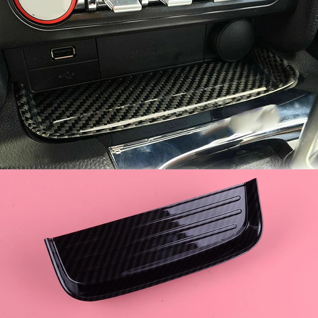 DWCX карбона и оптоволокна для телефона ABS салон автомобиля центр изменить монет лоток коробка держатель подходит для Ford Mustang