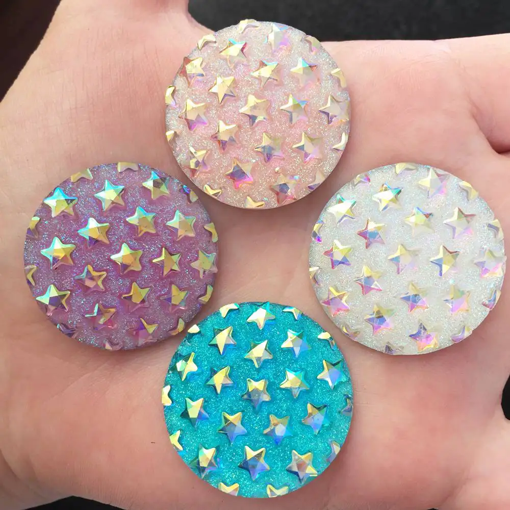 6 шт. AB Смола 30 мм круглые пайетки Ore Star Gem плоская задняя стразы аппликация «сделай сам» Свадебные скрапбукинги орнамент ремесло кнопки G01