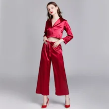 Wasteheart Pink Red Women's Sleep Pajama Sets Sleepwear Bath Sexy Nightwear Suits Faux Silk 2 Pieces Sleep Sets Midriff Wasteheart Pink Red Women's Sleep Pajama Sets Sleepwear Bath Sexy Nightwear Suits Faux Silk 2 Pieces Sleep Sets Midriff