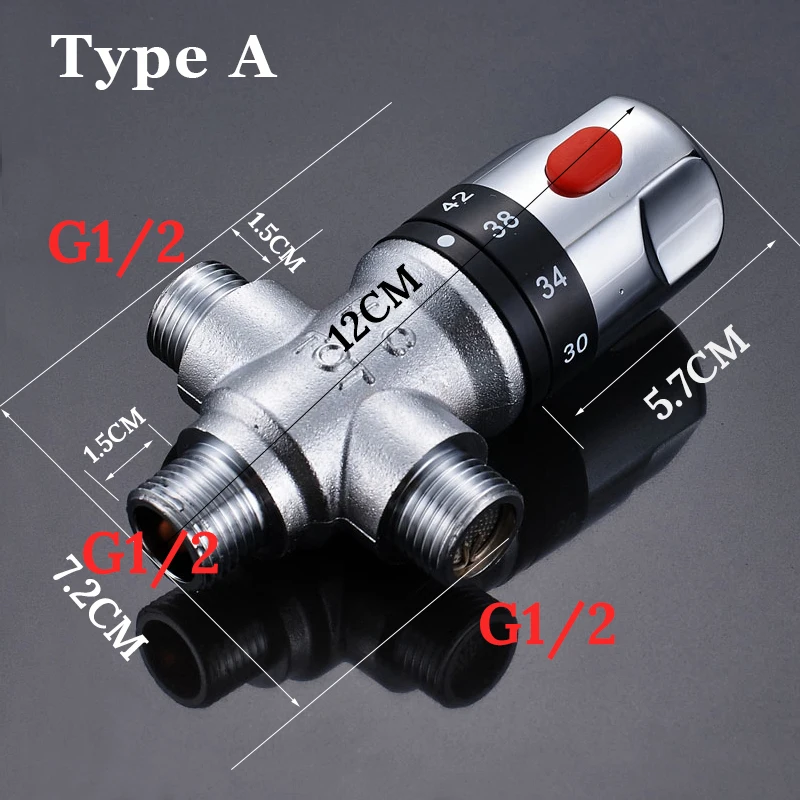 Shinesia Brass Thermostatic Mixer for Shower System 1/2 Water Temperature Control Faucet Control Valve Bathroom Faucet Valve Thermostatic Mixing Valve Faucet Valve