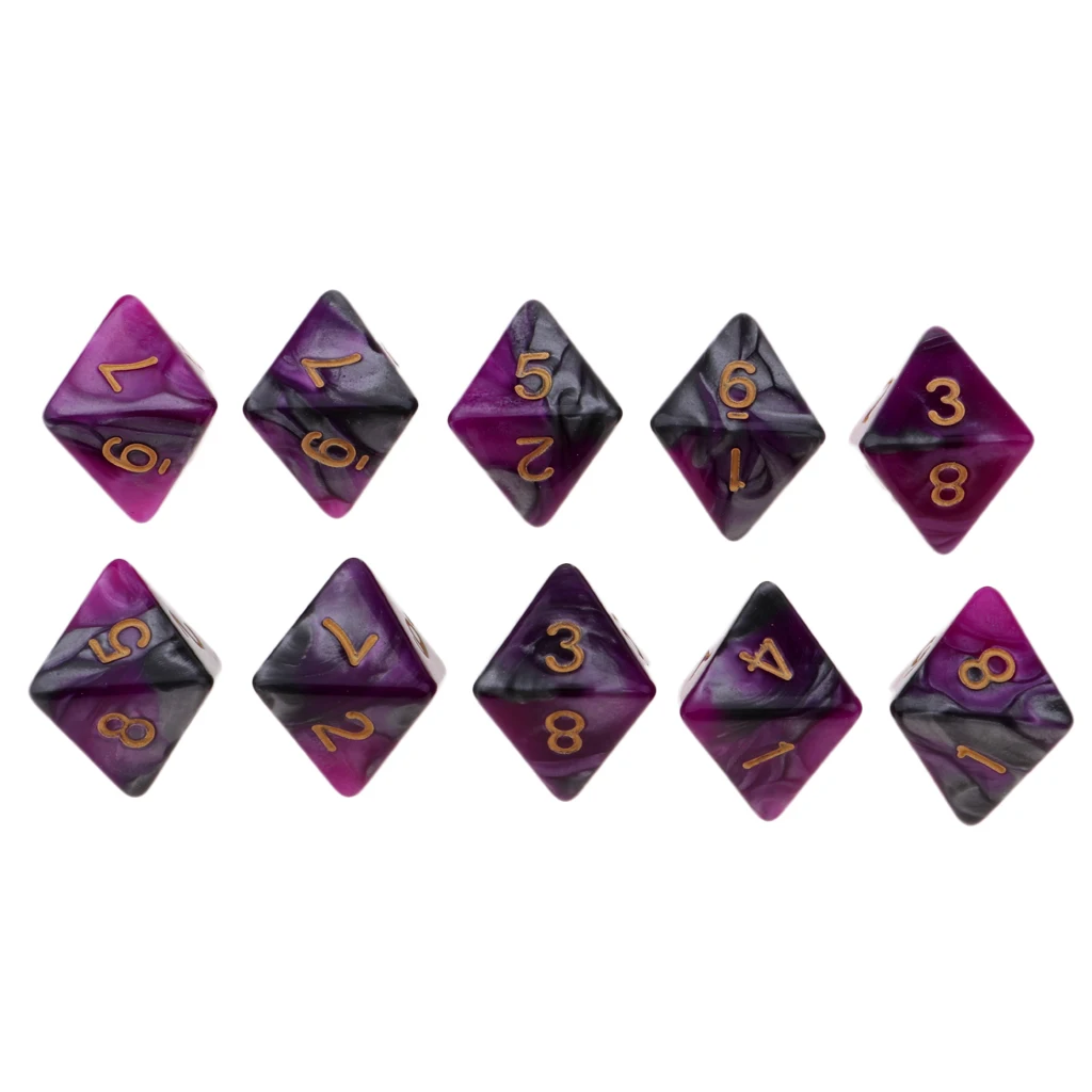 10 Pieces Polyhedral Dice Set Multi-sided Dice D8 for TRPG D& Dragons Game 8-sided Dice Set 
