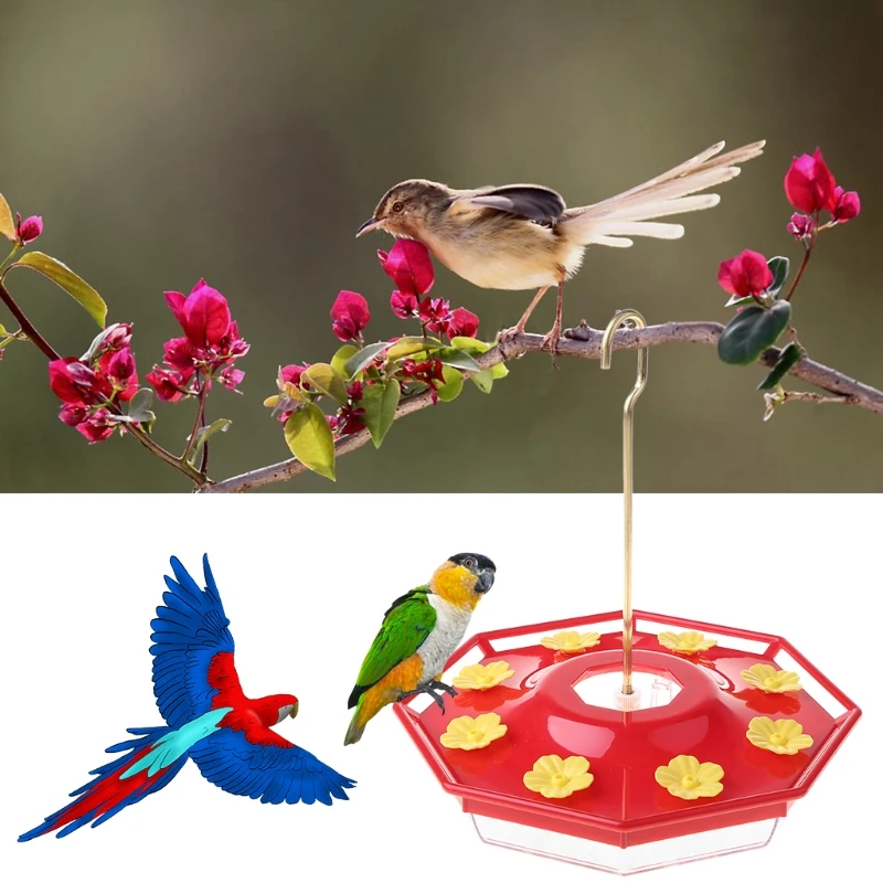 12 oz Plastic Hanging Hummingbird Feeder with 8 Feeding Ports for outdoor 