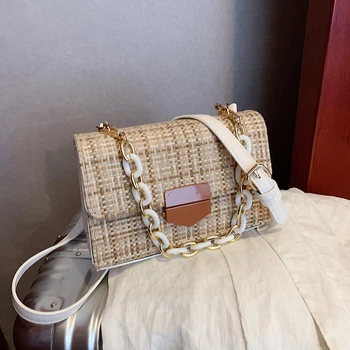

New color fiber woven One Shoulder Messenger Bag for women in 2020 summer, fashionable light luxury handbag