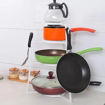 

4 Layer Pot Rack Kitchen Storage Cookware Holder Pot Pan Shelf Abs Assemble Space Saving Organizer Stable Sundry Stand