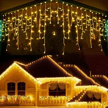 Gordijn Muur Ijspegel Licht 4M Droop 0.4-0.6M 96 Led Ijspegel String Light 8 Modus Fairy garland Light Voor Wedding Party Decor