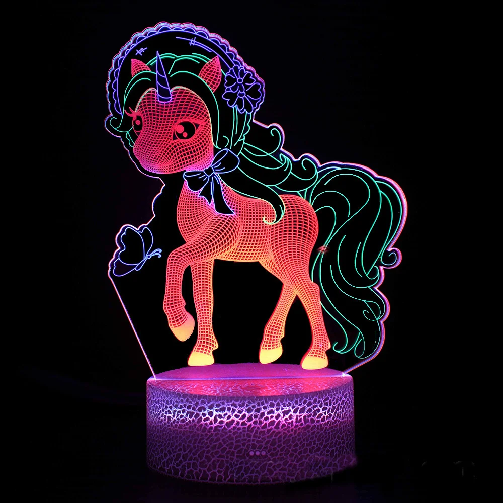 3 Acrylic Plates 3D Night Lights Colorful Illusion Table Lamp Unicorn Bedroom Decor Light Birthday Christmas Gifts for Girls nite light