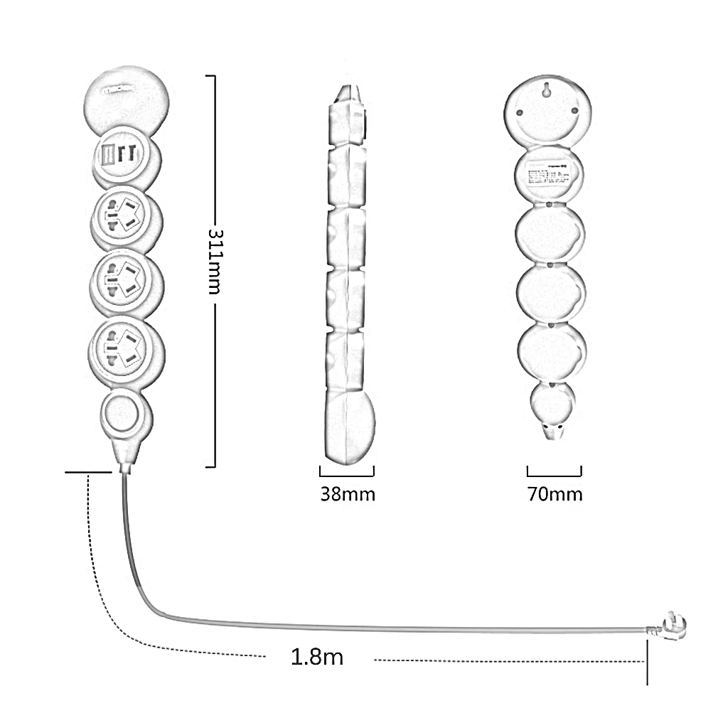 Соединительная плата Medox, гусеница, штепсельная плата, 1,8 м кабель с функцией дистанционного управления и новые международные 4 группы 5 розеток