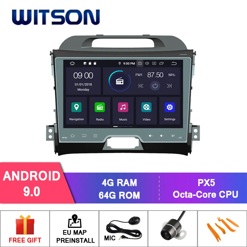 WITSON Android 9,0 Восьмиядерный PX5 автомобильный dvd-плеер для KIA SPORTAGE 2010- ips экран 4 Гб ram 64 Гб rom Автомобильный gps навигатор