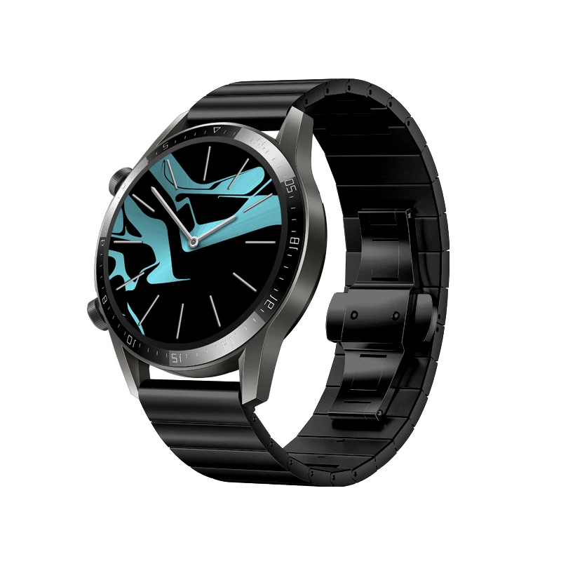 Для мужчин и женщин часы ремешок из нержавеющей стали 20 мм 22 мм для huawei GT GT2 часы ремень с Бабочкой Пряжка Застежка - Цвет ремешка: Black