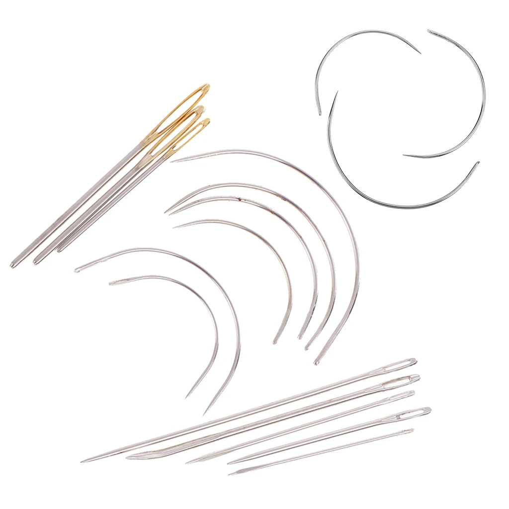 17pcs Curved Straight Needles Hand Sewing Needle For Upholstery