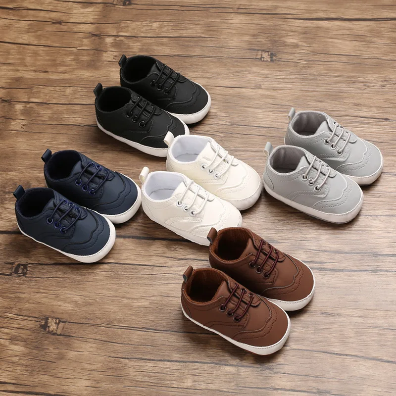 

Newborn Baby Boy Girl Soft Sole Leather Crib Shoes Solid Causal Hook 0-18M Kids Shoes