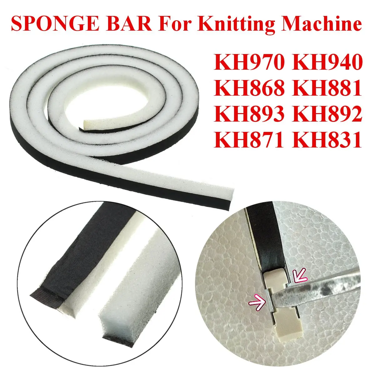 

100cm Needles Sponge Bar White with Black Cloth Sponge Bar For Knitting Machine Parts Knitted Tool Accessory Supplies