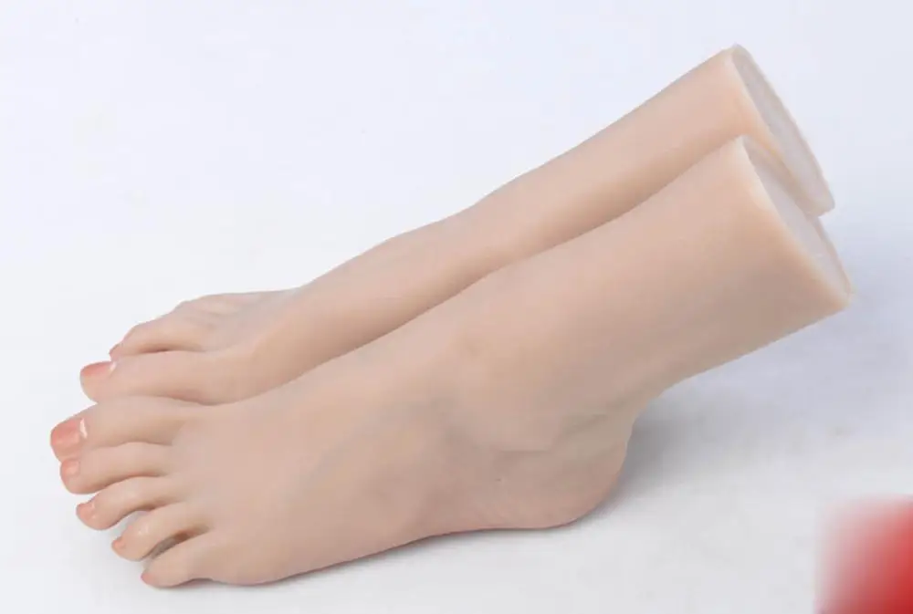 Luxury 1pair Women Realistic Silicone Lifelike Soft Long Mannequin Blood vessel Foot Display Shoes Socks Decorate Teaching 3604