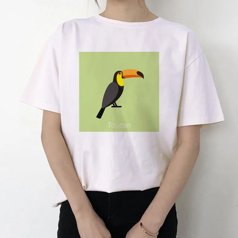 Летняя футболка женская уличная Футболка с принтом Toucan женские топы забавные