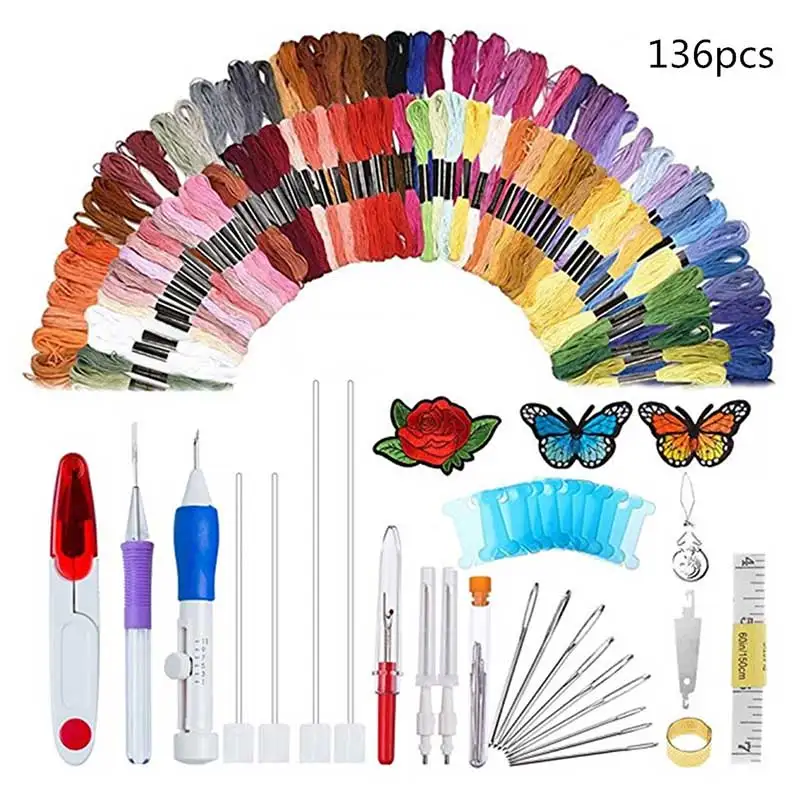 Rainbow Color Embroidery Threading Tool 136 Sets