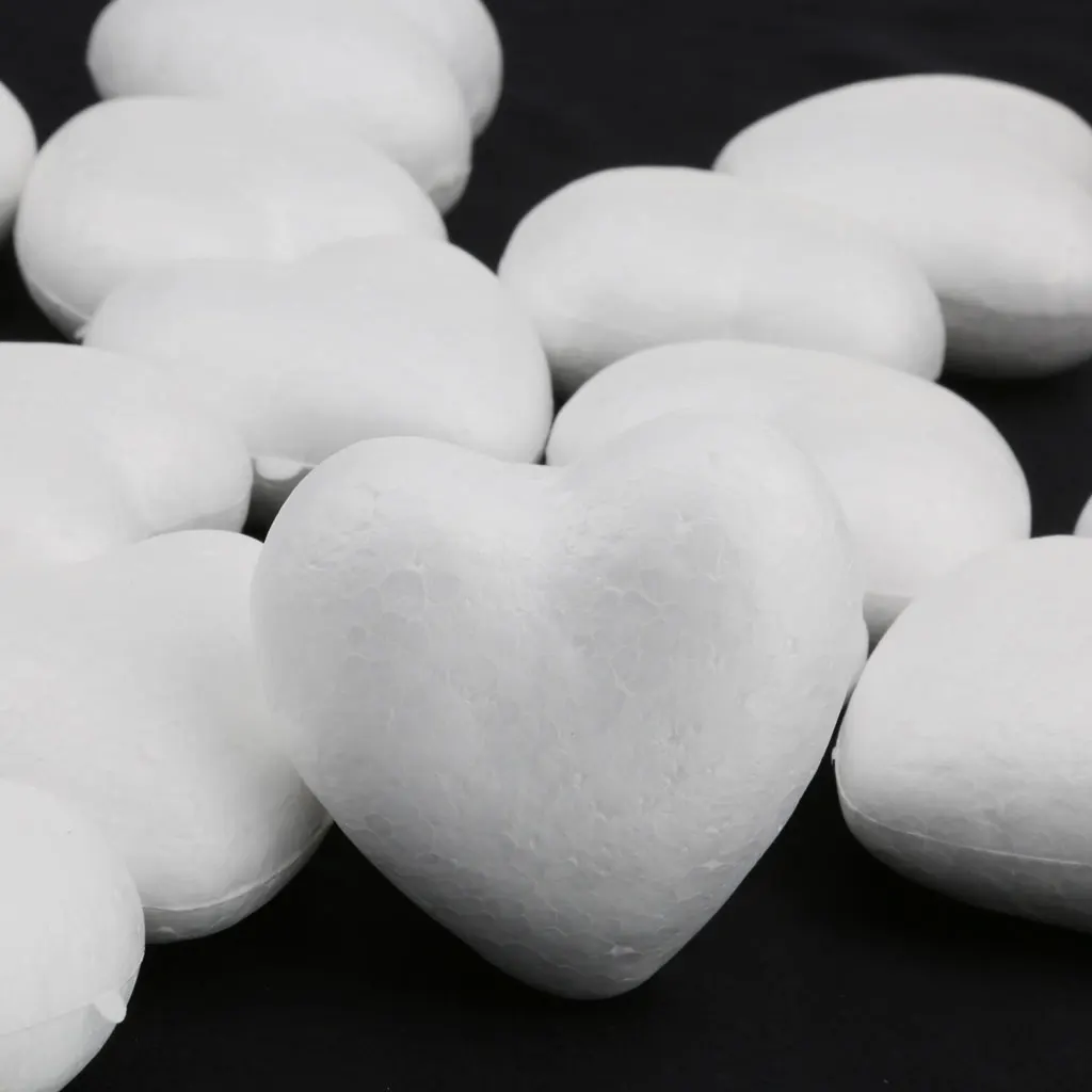 20x White Modelling Foam Heart Polystyrene Styrofoam Ball Decor Ornament DIY