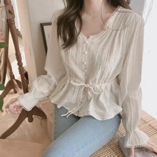 ^^Best Offers shintimes Chemisier Femme 2020 Spring V-Neck Blouse Button Tops Casual Woman Clothes Long Sleeve Women Blouses Cotton Shirts ^^Best Offers shintimes Chemisier Femme 2020 Spring V-Neck Blouse Button Tops Casual Woman Clothes Long Sleeve Women Blouses Cotton Shirts