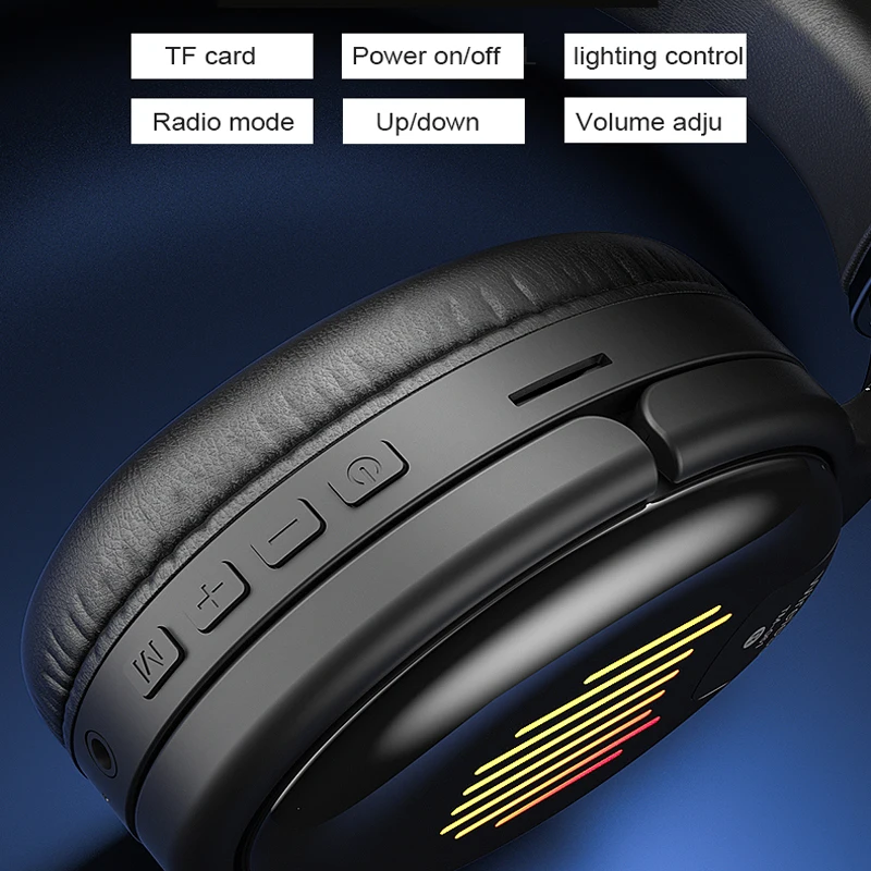 Bluetooth Wireless Headphones Headset Gamer Bluetooth 5 0 Earphones with LED Breathing Light support FM TF Card AUX for Phone PC