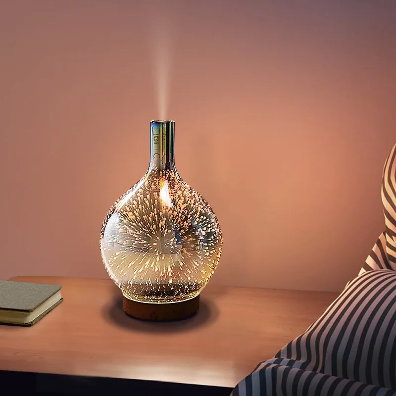 3D Aroma Lamp Fall Winter Glass Humidifier Sleep Helper 7 Colors Timing Baby Bedroom Desktop Christmas Decor Holiday Lighting