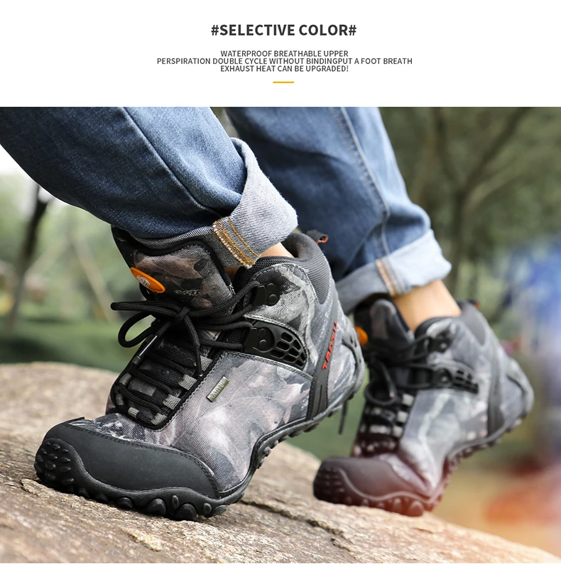 TANTU/Новинка; Водонепроницаемая парусиновая обувь для пешего туризма; нескользящая износостойкая дышащая обувь для рыбалки; альпинистская высокая обувь