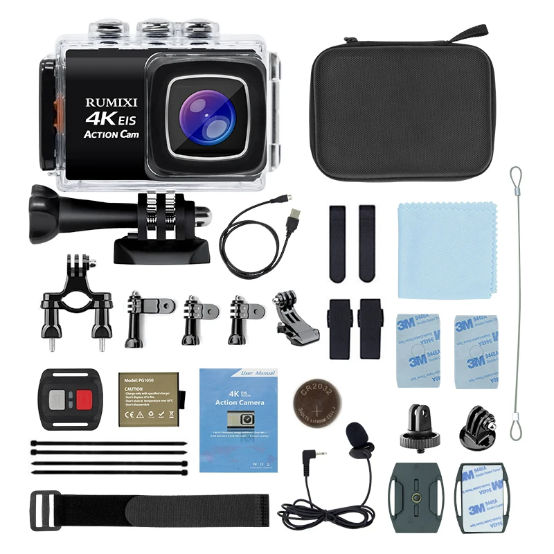 

MountDog 4K Sport Action Camera with EIS Function Underwater Waterproof 30M Video Record Cam with Remote Controller External Mic