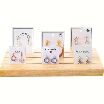 

Ring Earrings Wooden Organizer Ear Studs Jewelry Display Stand Holder Rack Showcase Plate Fashion Jewelry Box Case