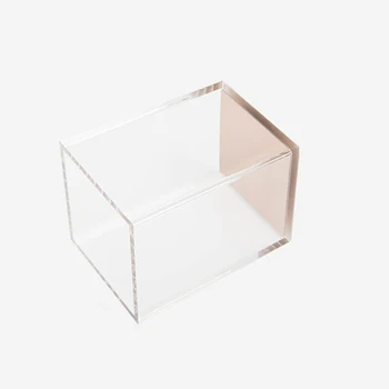 

Deluxe Acrylic Design Soft Contact Square Pen Pencil Ruler Holder Cup Desktop Stationery Organizer, Clear/Rose Gold