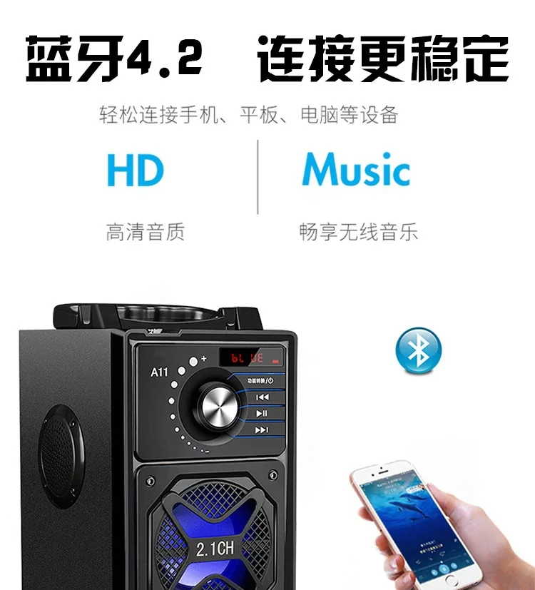 Бытовой беспроводной Bluetooth динамик сабвуфер красочный светильник тяжелый бас небольшой удар портативный открытый dj динамик s Саундбар