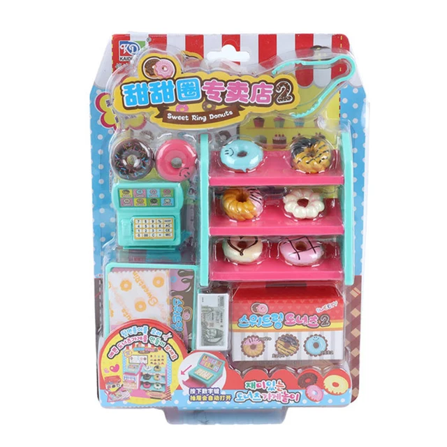 Simulation Mini Donut Shop Cashier Model Kids Pretend Play Education Toy Gift set kit for Children Birthday gifts 4