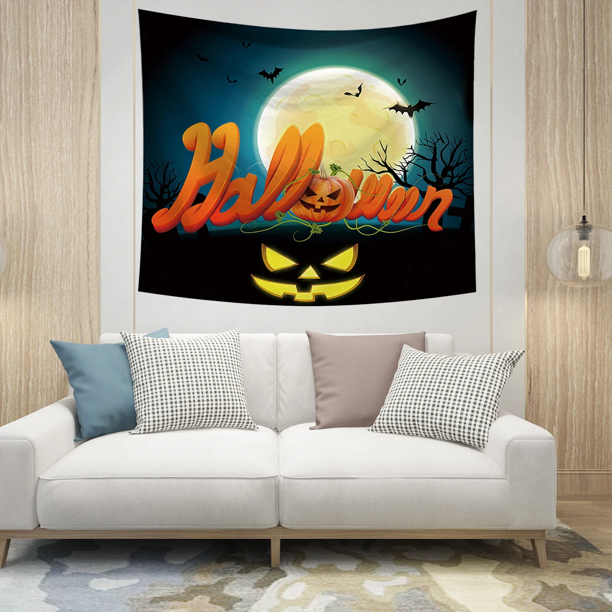 Серия Хэллоуин настенный гобелен из ткани корзинка для Хэллоуина ужас летучая мышь напечатанный настенный гобелен Grand скатерть вечерние