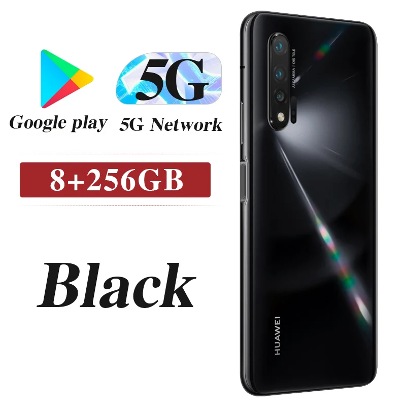 Huawei Nova 6 5G версия 5x Zoom Поддержка NFC 40 Вт supercharge Octa core 4200 мАч 40MP 5 камер лицо+ отпечаток пальца ID смартфон - Цвет: 8G 256G Black 5G