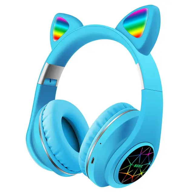 Enfants Bluetooth 5 0 Casque Brillant Chat Oreille Bluetooth Casque Musique Casques Avec Micro Pour Prise En Charge Mains Libres Tf Carte Aux Play Aliexpress