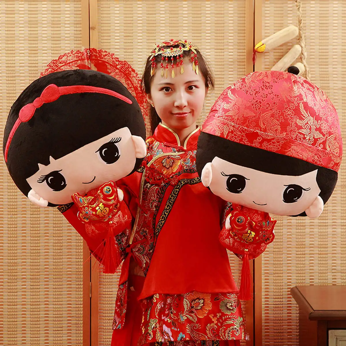 

Merry Matrimony Wedding Presses Doll One Pair of Marriage Pillow xi wanwan Gift for Wedding