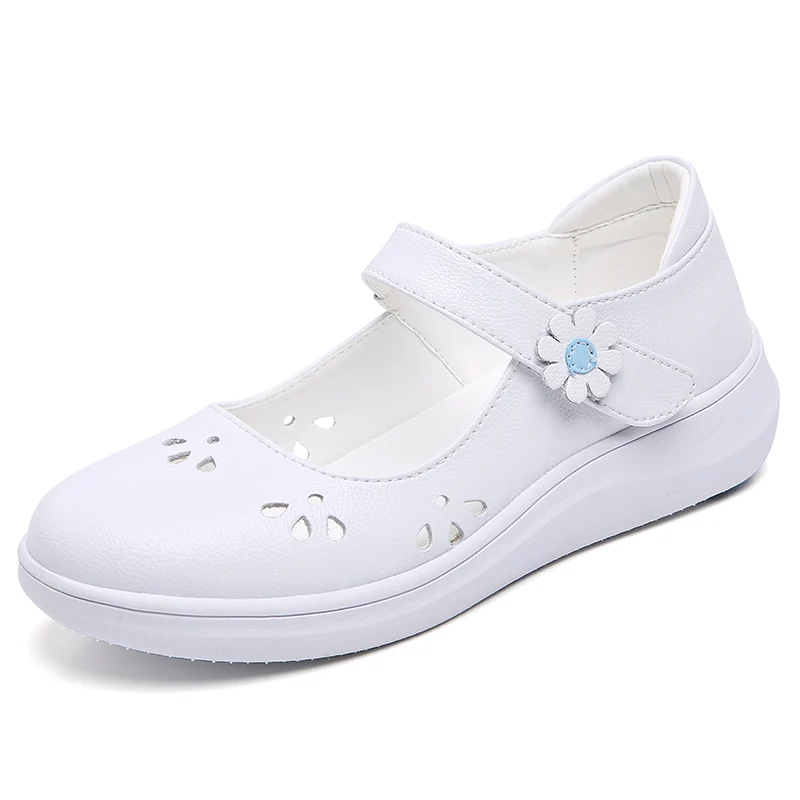 TIMETANG Ladies slip on lolita Shoes Leather Mary Janes Nurse Shoes Woman White Flats kawaii Designer Spring Summer zapatillas ballet flats shoes cute	