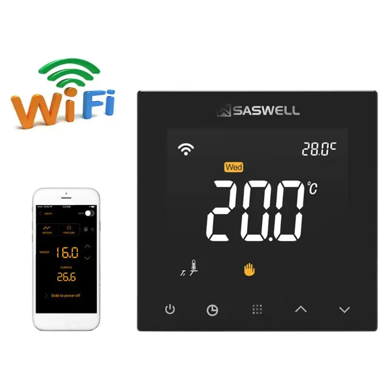 

WIFI Thermostat for Water Floor Heating Room Temperature Controller 7Days Weekly Programmable Touch Screen 3A 100~240VAC