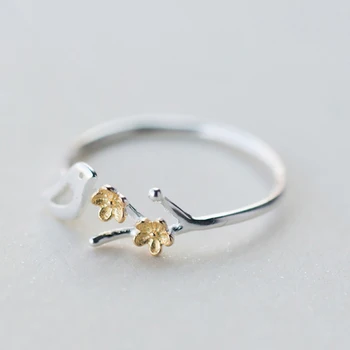 

Hot Sale 925 Sterling Silver Bird Ring For Women Original Fine Jewelry Gift Open Adjustable Finger Ring